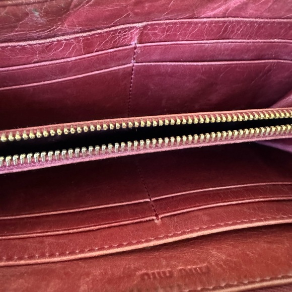 Miu Miu Vintage Matelassé Nappa Leather Wallet Long Burgundy Red - Picture 7 of 8